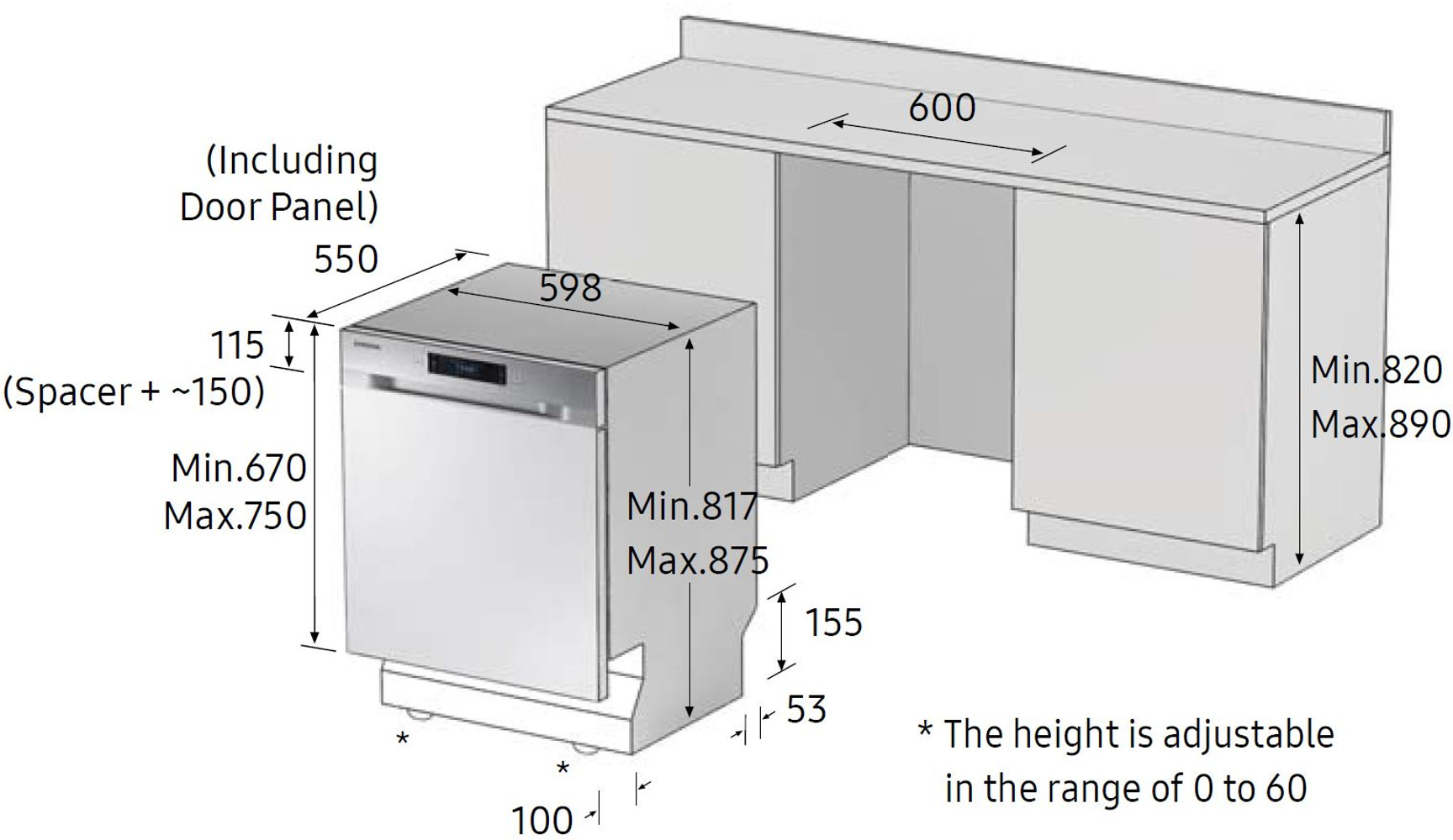SAMSUNG Lave-vaisselle encastrable E (DW60M6040SS/EG)
