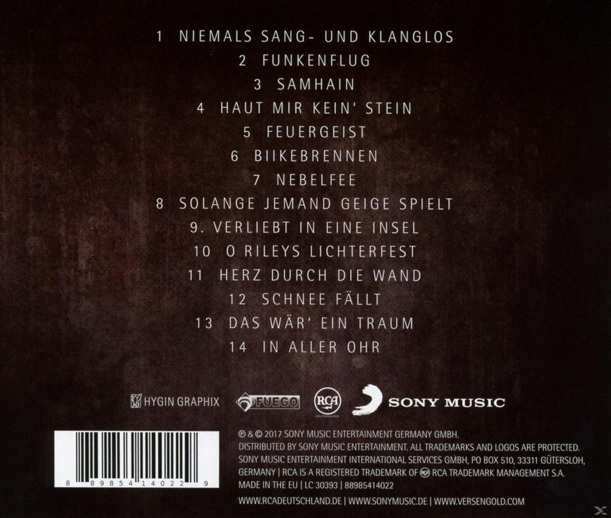 Rückseite eines CD-Covers mit deutschen Titeln, Logos und Copyright-Details.