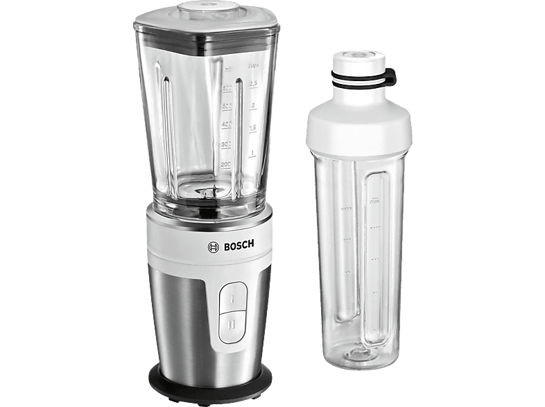 Batidora de vaso - Bosch MMBM7G2M BLEND, inox, 350W, 2 velocidades, Picadora, Jarra térmica, Blanco