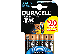 DURACELL Turbo Max 6'lı İnce Kalem Pil AAA