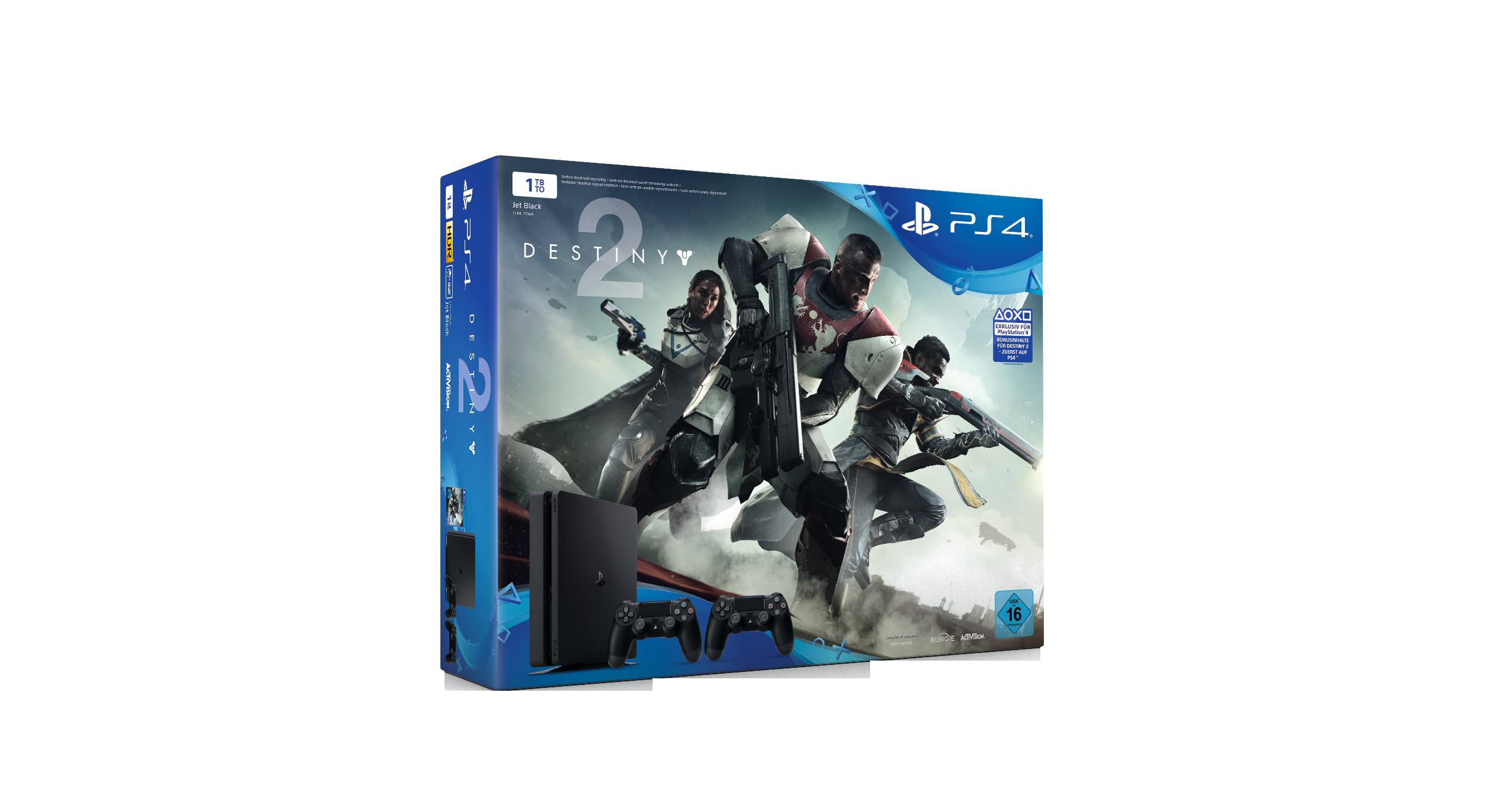 SONY PlayStation 4 Slim 1TB Schwarz + Destiny 2 + 2. DualShock4 Controller + Thats You Vouche