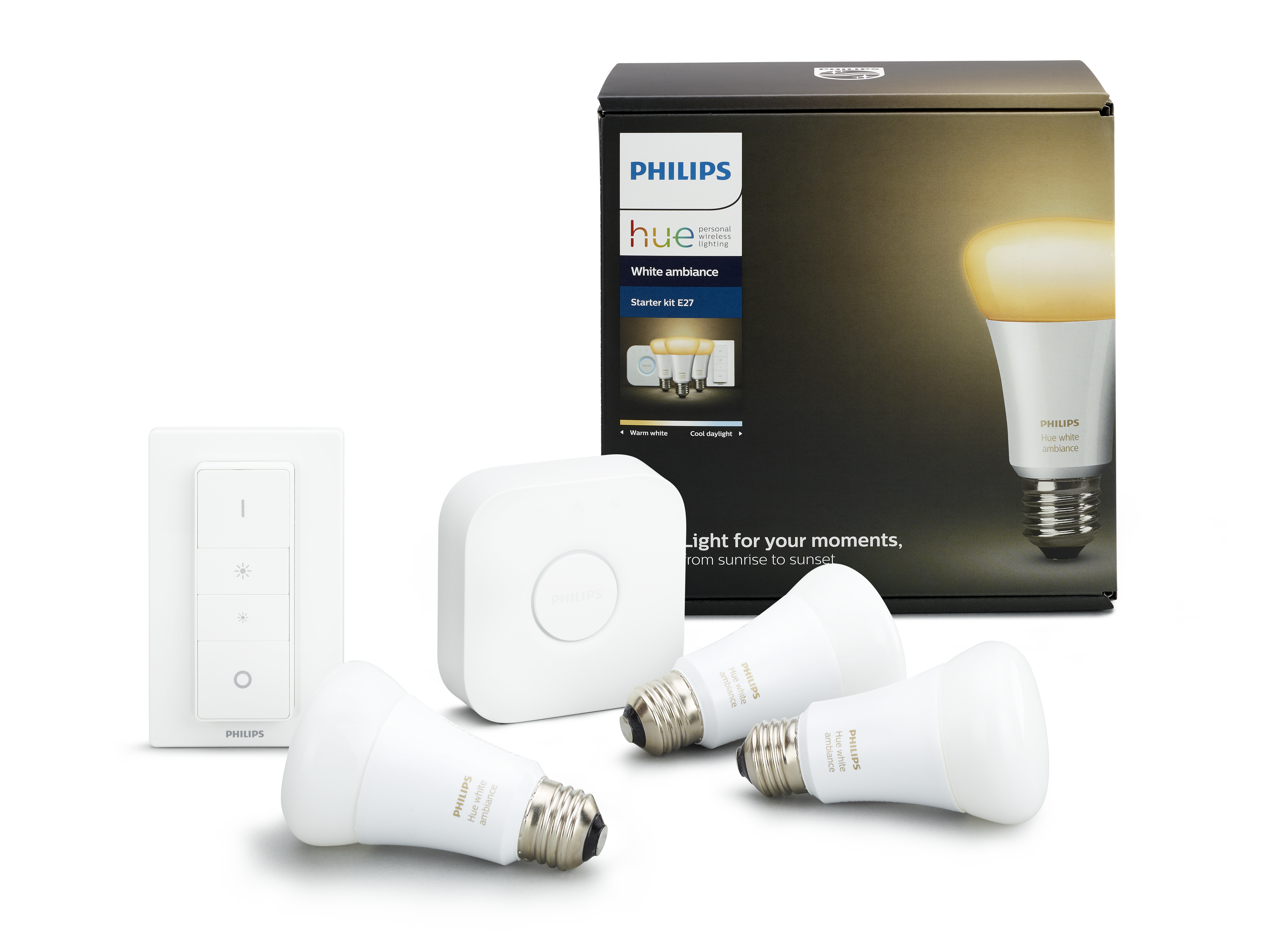 PHILIPS Hue Starter Kit White Ambiance LED 9.5W, E27, 3er