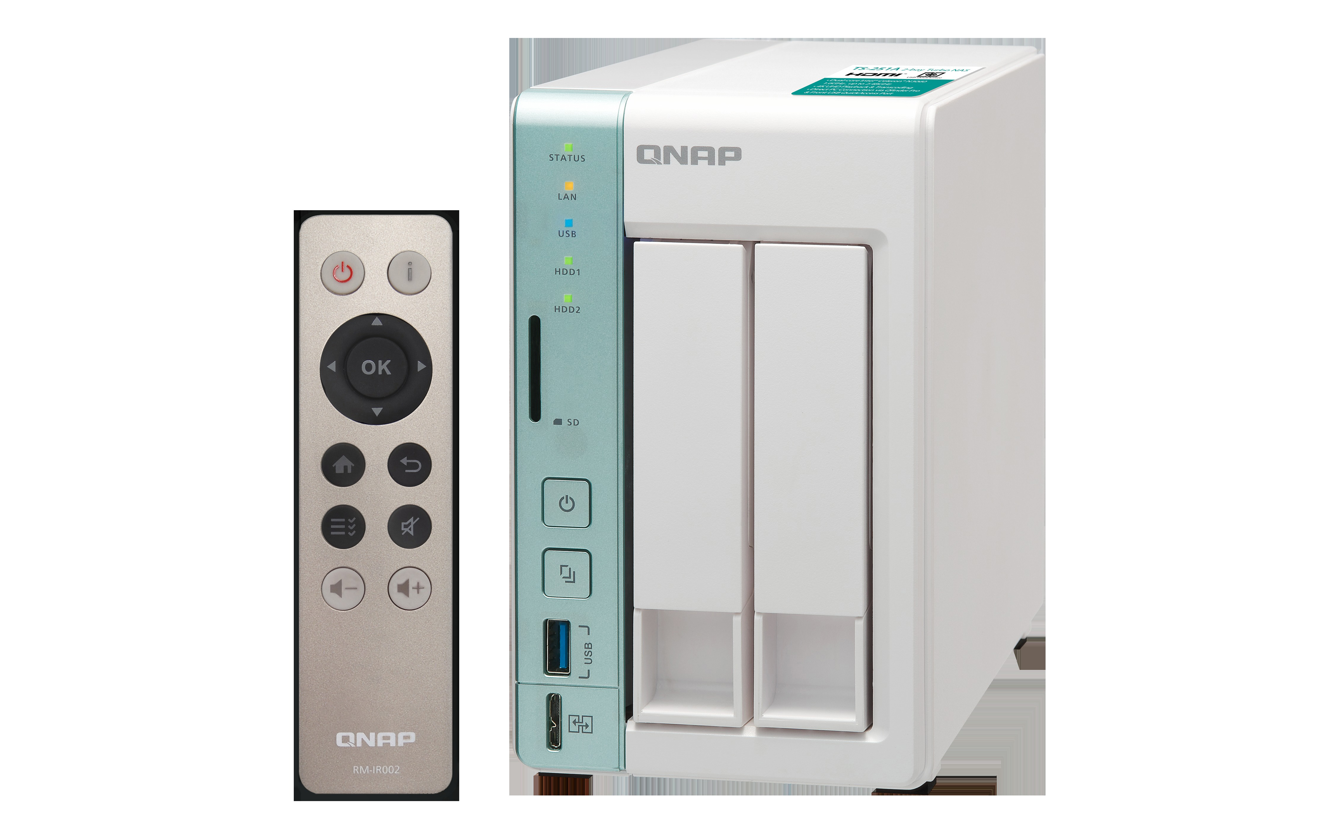 QNAP TS-251A-2G NAS 3,5 Zoll Anzahl Festplattenschächte: 2 Grün/Weiß }