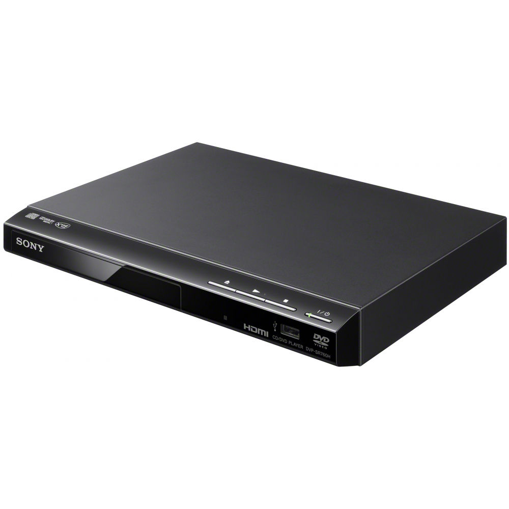 Schwarzer DVD-Player mit glänzender Frontplatte und HDMI- und DVD-Logos.
