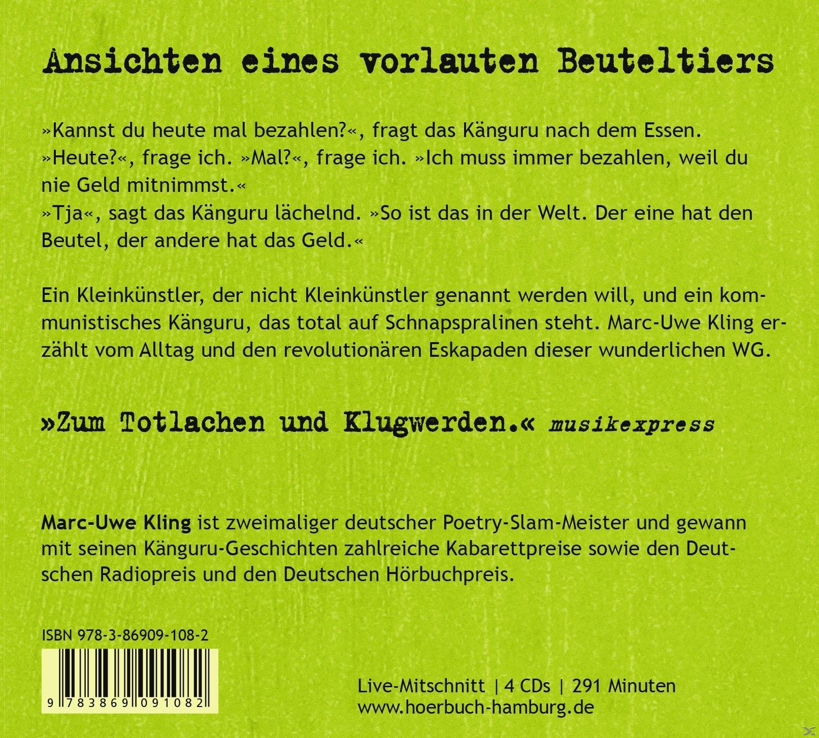 Buchcover mit Text. Titel: Ansichten eines vorlauten Beuteltiers. Autor: Marc-Uwe Kling.