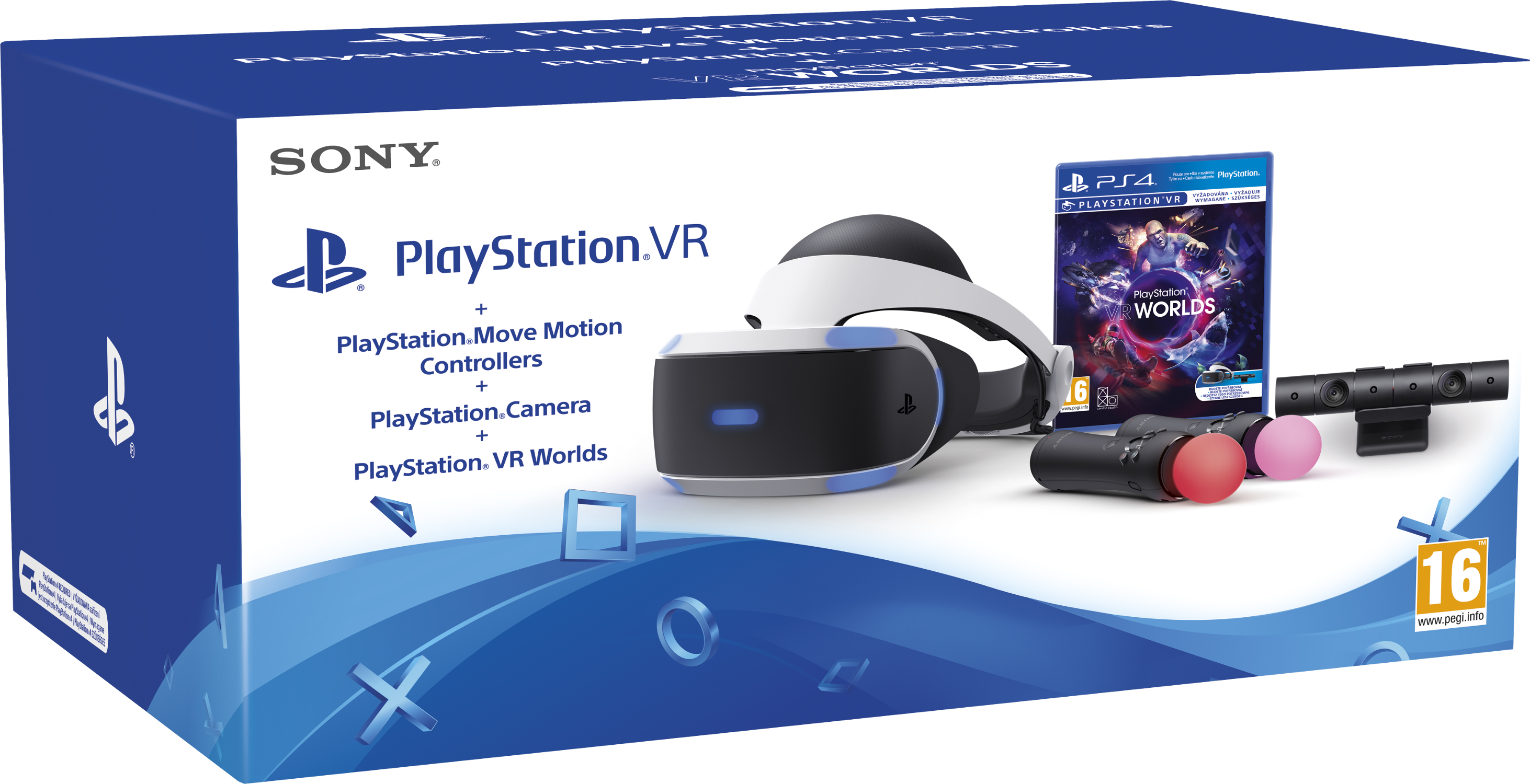 SONY PlayStation VR szemüveg + kamera + Move twin pack + VR Worlds