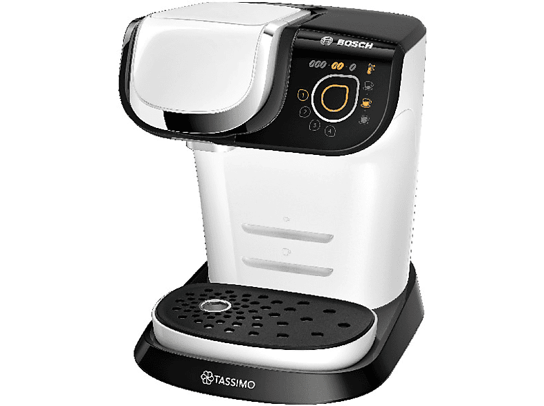 Cafetera de cápsulas - Bosch Tassimo TAS6004 MY WAY, blanco, automática, 1.3 L, panel táctil