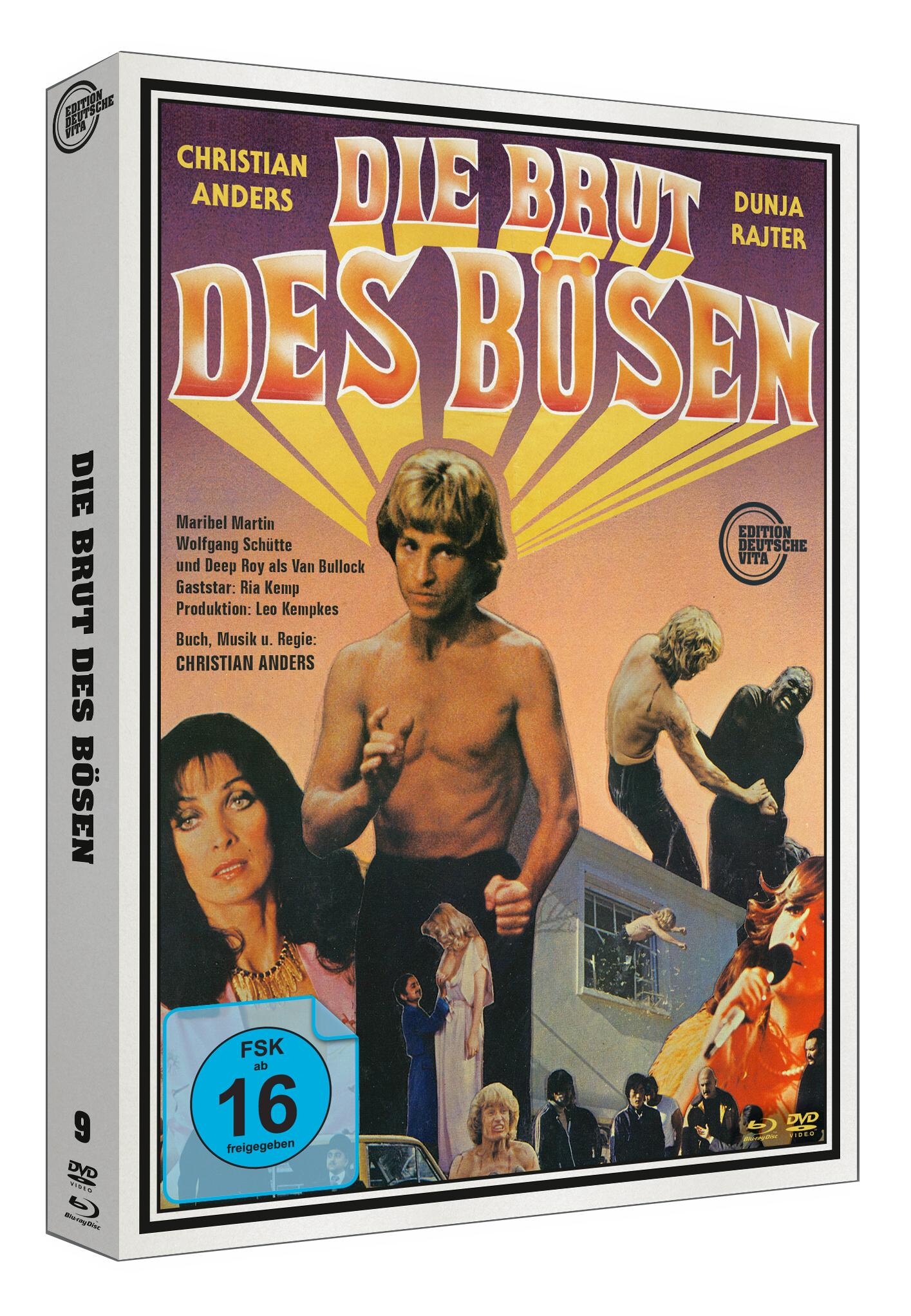 DVD-Cover eines Films mit dem Titel „DIE BRUT DES BÖSEN“. Enthält Schauspieler und eine Szene aus dem Film.