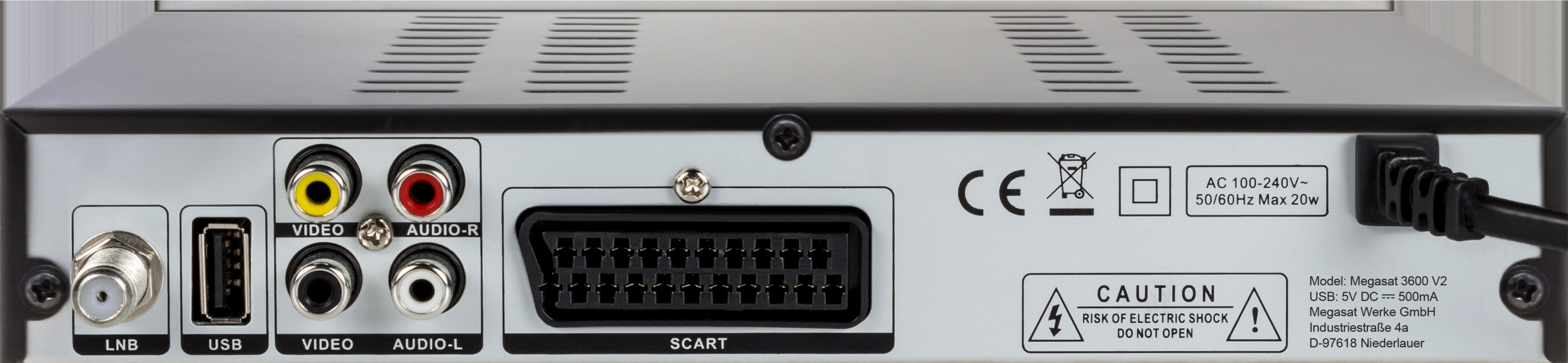 MEGASAT 3600 V2 DVB-S Receiver (HDTV=Nein, DVB-S, Schwarz)
