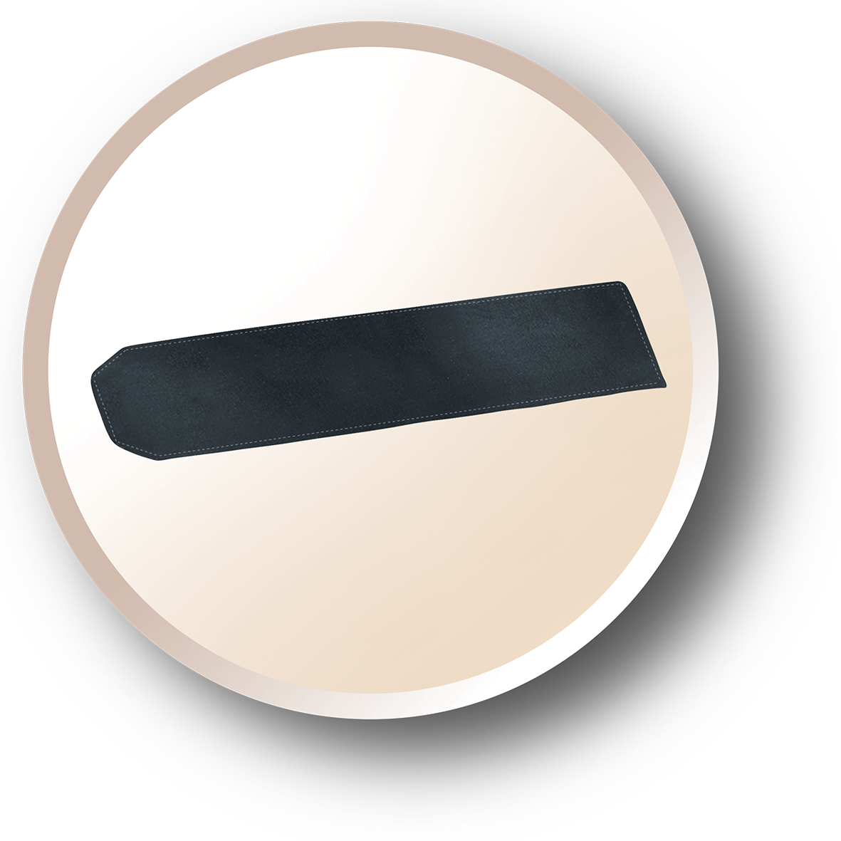 An oval shape with a dark blue band and a lighter background. The shape is on a white background.