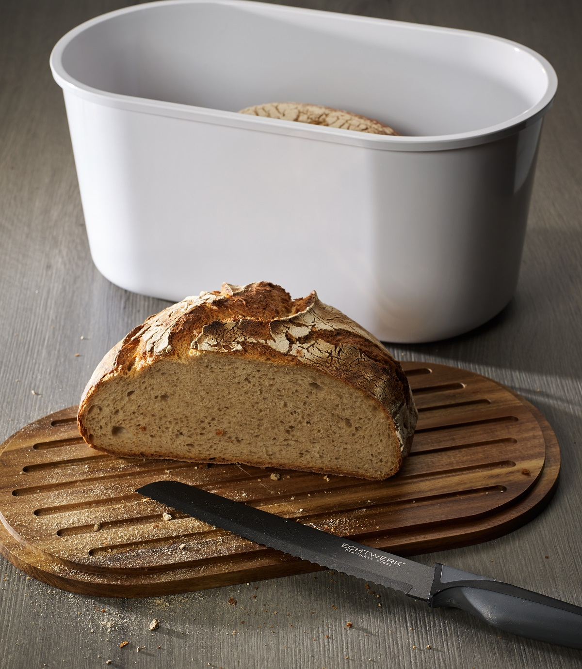 ECHTWERK EW-BK-0155 Fresh Brotkasten Weiß/Holz