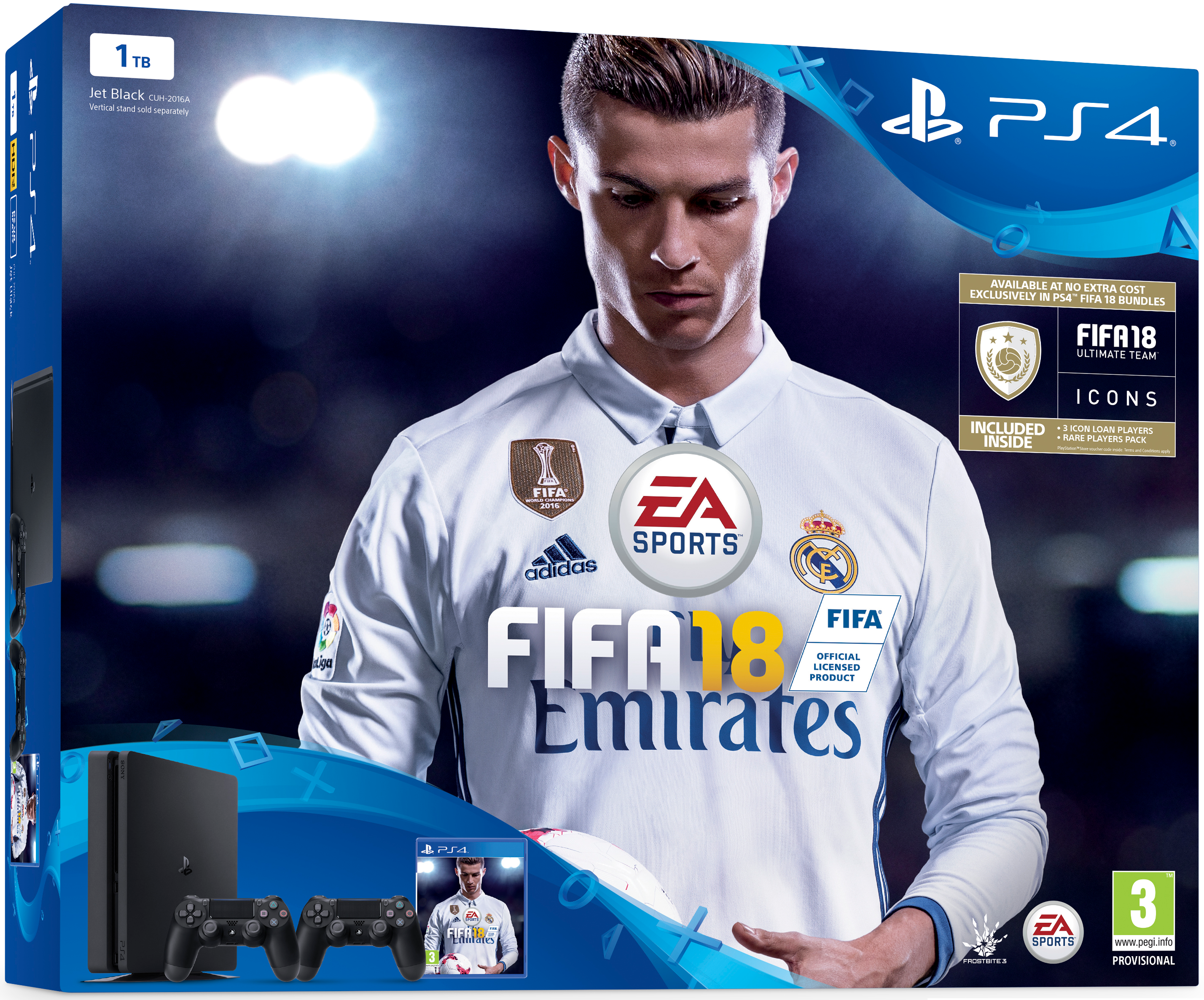 PLAYSTATION PS4 Slim 1 TB Zwart + FIFA 18 + extra controller