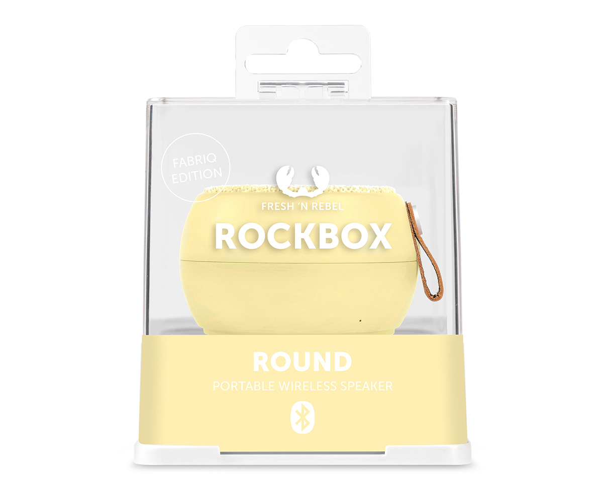 FRESH ‘N REBEL Rockbox Round Fabriq Edition Bluetooth Lautsprecher, Gelb