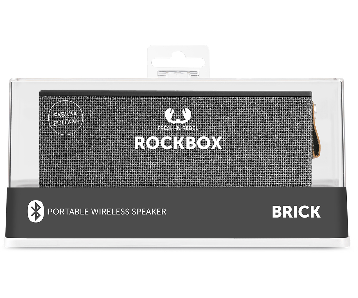 FRESH ‘N REBEL Rockbox Brick Fabriq Edition Bluetooth Lautsprecher, Grau