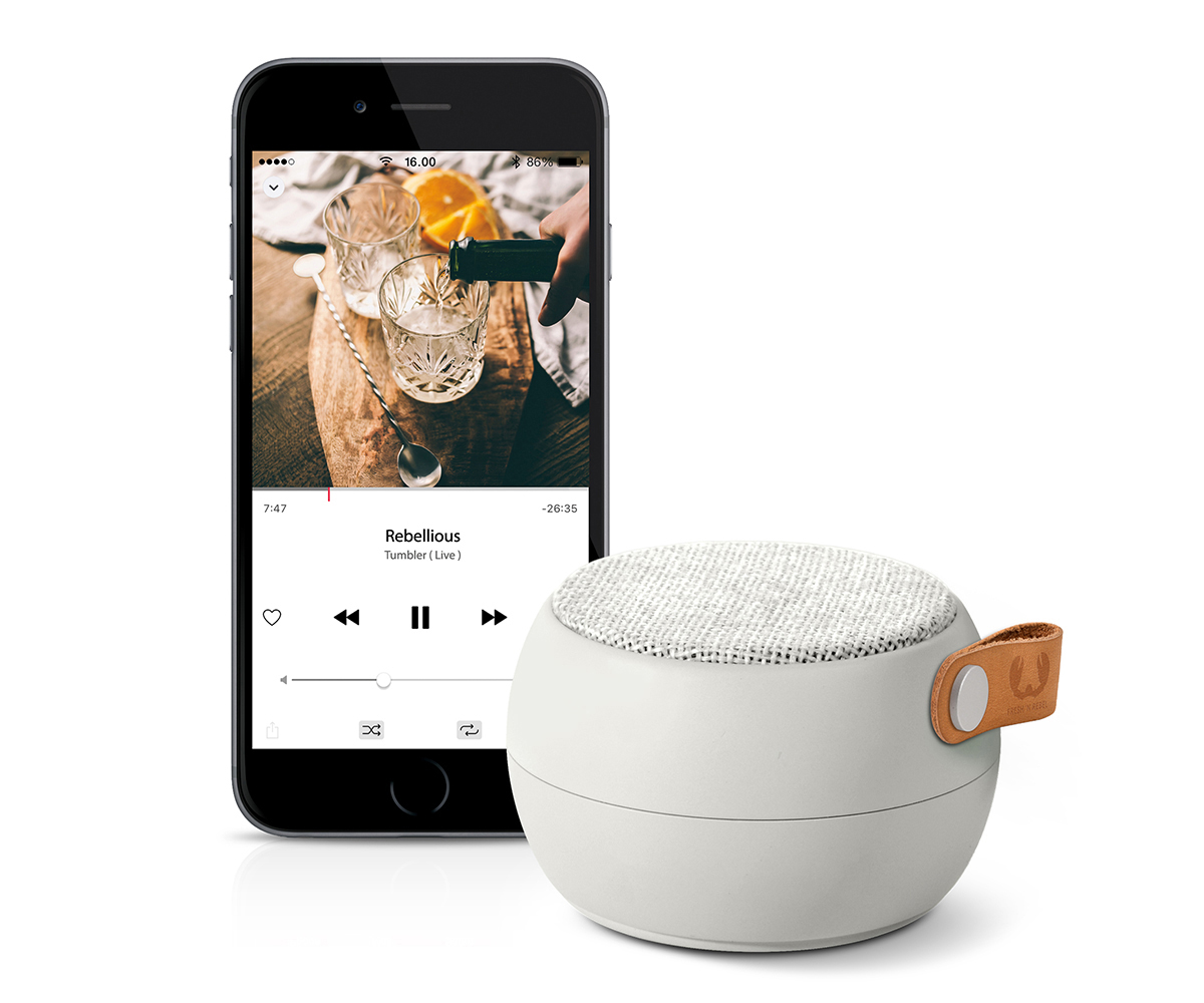 FRESH ‘N REBEL Rockbox Round Fabriq Edition Bluetooth-Lautsprecher, Grau