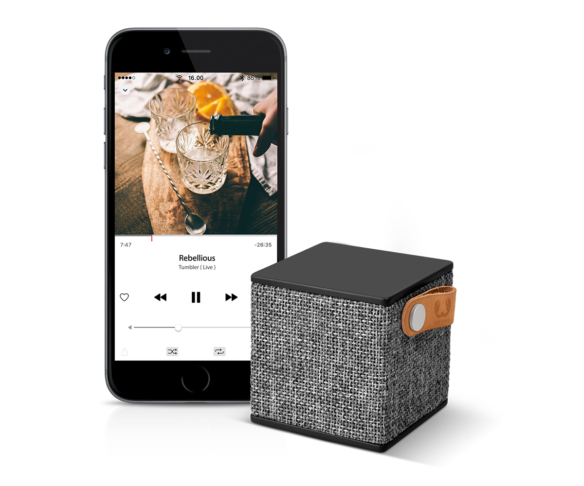 FRESH ‘N REBEL Rockbox Cube Fabriq Edition Bluetooth Lautsprecher, Grau