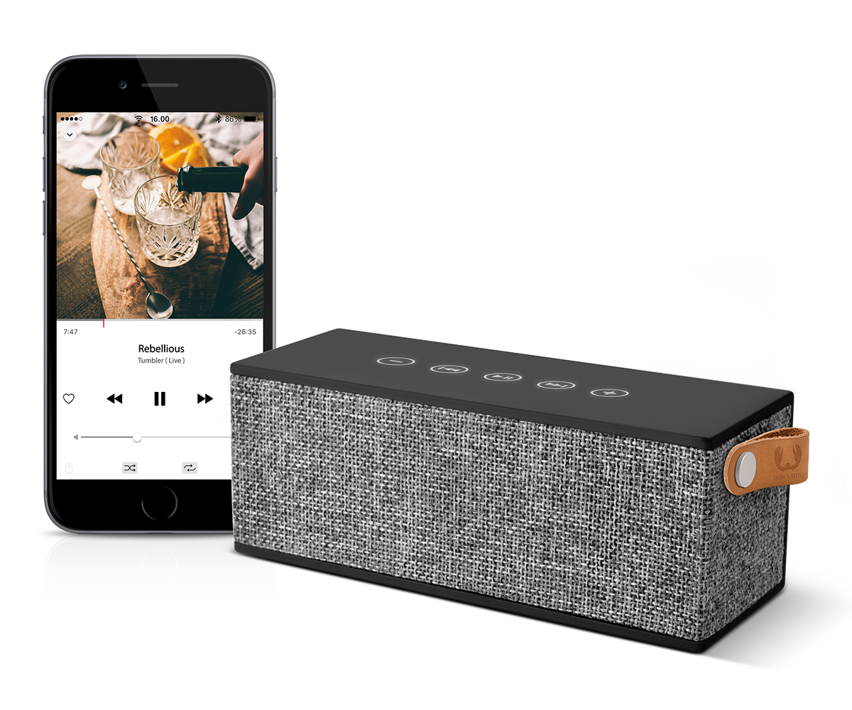 FRESH ‘N REBEL Rockbox Brick Fabriq Edition Bluetooth Lautsprecher, Grau
