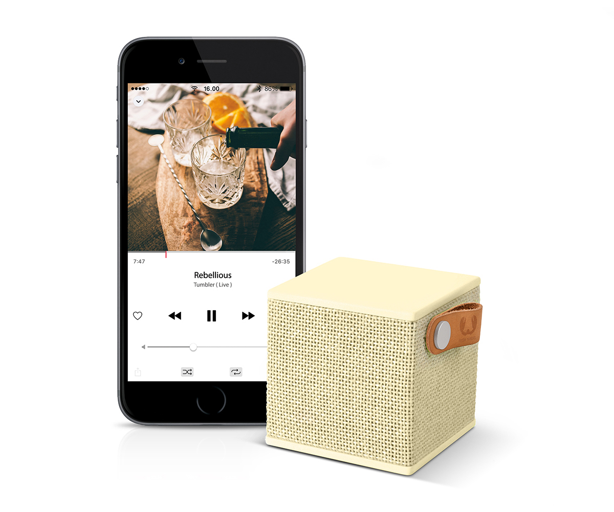 FRESH ‘N REBEL Rockbox Cube Fabriq Edition Bluetooth Lautsprecher, Gelb