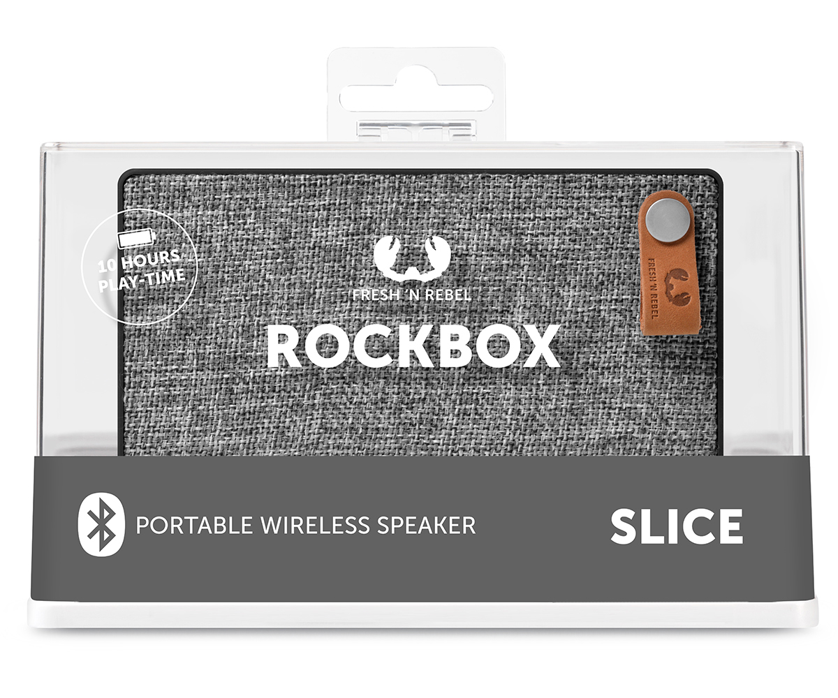 FRESH ‘N REBEL Rockbox Slice Fabriq Edition Bluetooth Lautsprecher, Grau