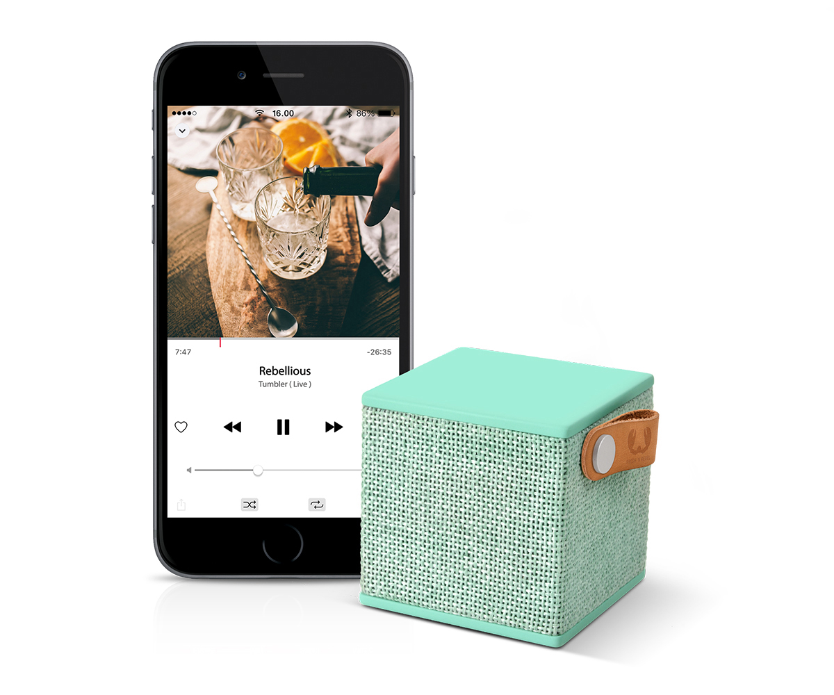 FRESH ‘N REBEL Rockbox Cube Fabriq Edition Bluetooth Lautsprecher, Mintgrün