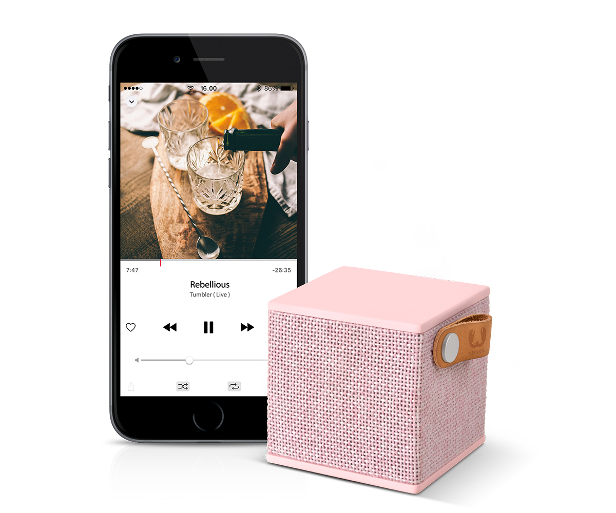 FRESH ‘N REBEL Rockbox Cube Fabriq Edition Bluetooth Lautsprecher, Rosé