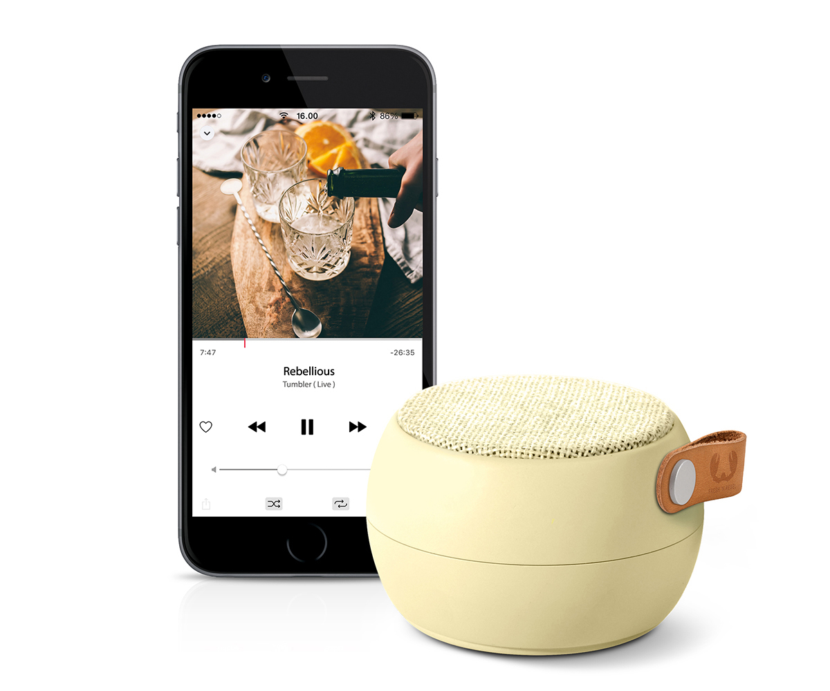 FRESH ‘N REBEL Rockbox Round Fabriq Edition Bluetooth Lautsprecher, Gelb