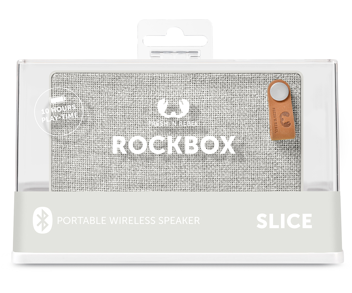 FRESH ‘N REBEL Rockbox Slice Fabriq Edition Bluetooth Lautsprecher, Hellgrau