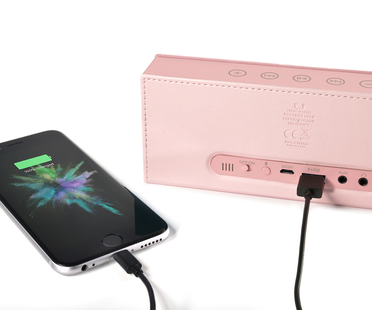 FRESH ‘N REBEL Rockbox Fold Fabriq Edition Bluetooth Lautsprecher, Rosé
