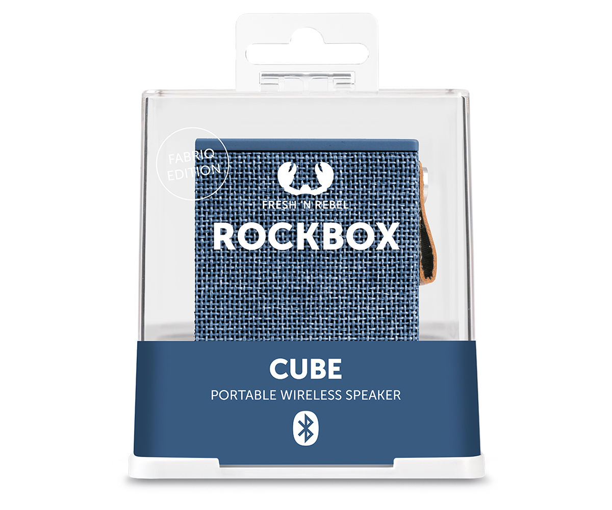 FRESH ‘N REBEL Rockbox Cube Fabriq Edition Bluetooth Lautsprecher, Blau