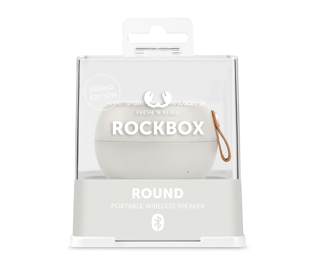 FRESH ‘N REBEL Rockbox Round Fabriq Edition Bluetooth-Lautsprecher, Grau