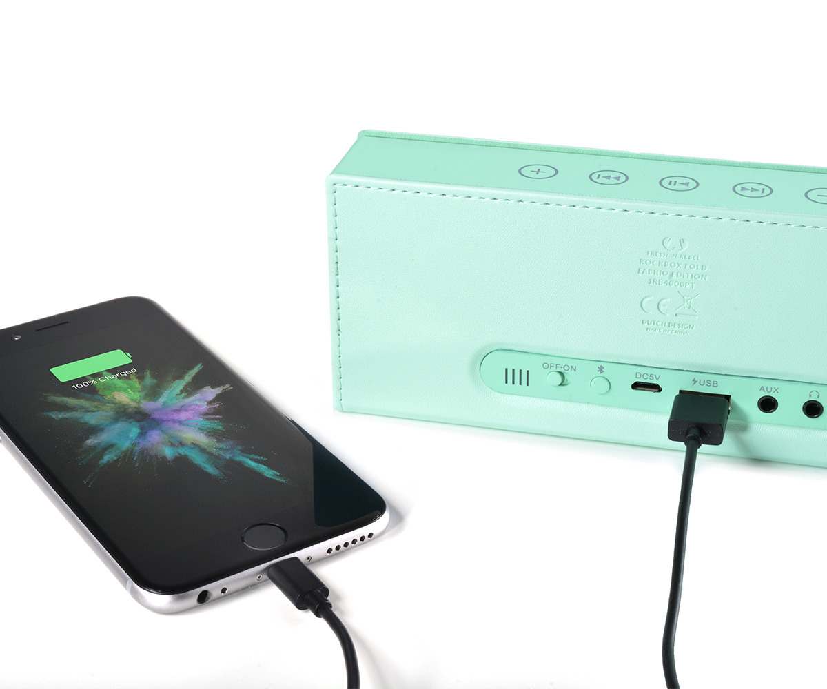 FRESH ‘N REBEL Rockbox Fold Fabriq Edition Bluetooth Lautsprecher, Mintgrün
