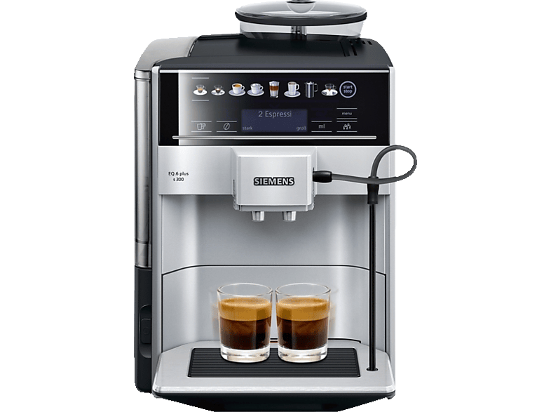 SIEMENS TE653501DE EQ.6 Plus S300 Kaffeevollautomat Silber/Schwarz | Kaffeevollautomat mit Milchschlauch