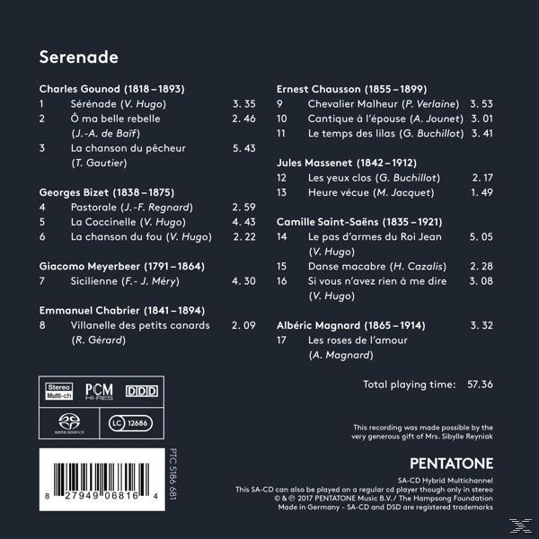 CD-Cover mit Songtiteln und -dauer. Der Text lautet 'Serenade'.