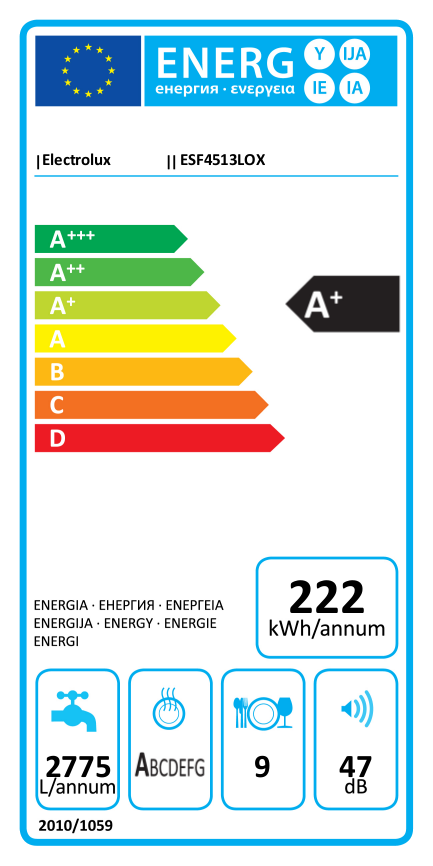 ELECTROLUX ESF4513LOX Keskeny mosogatógép, 9 teríték, AirDry, 6 program, A+