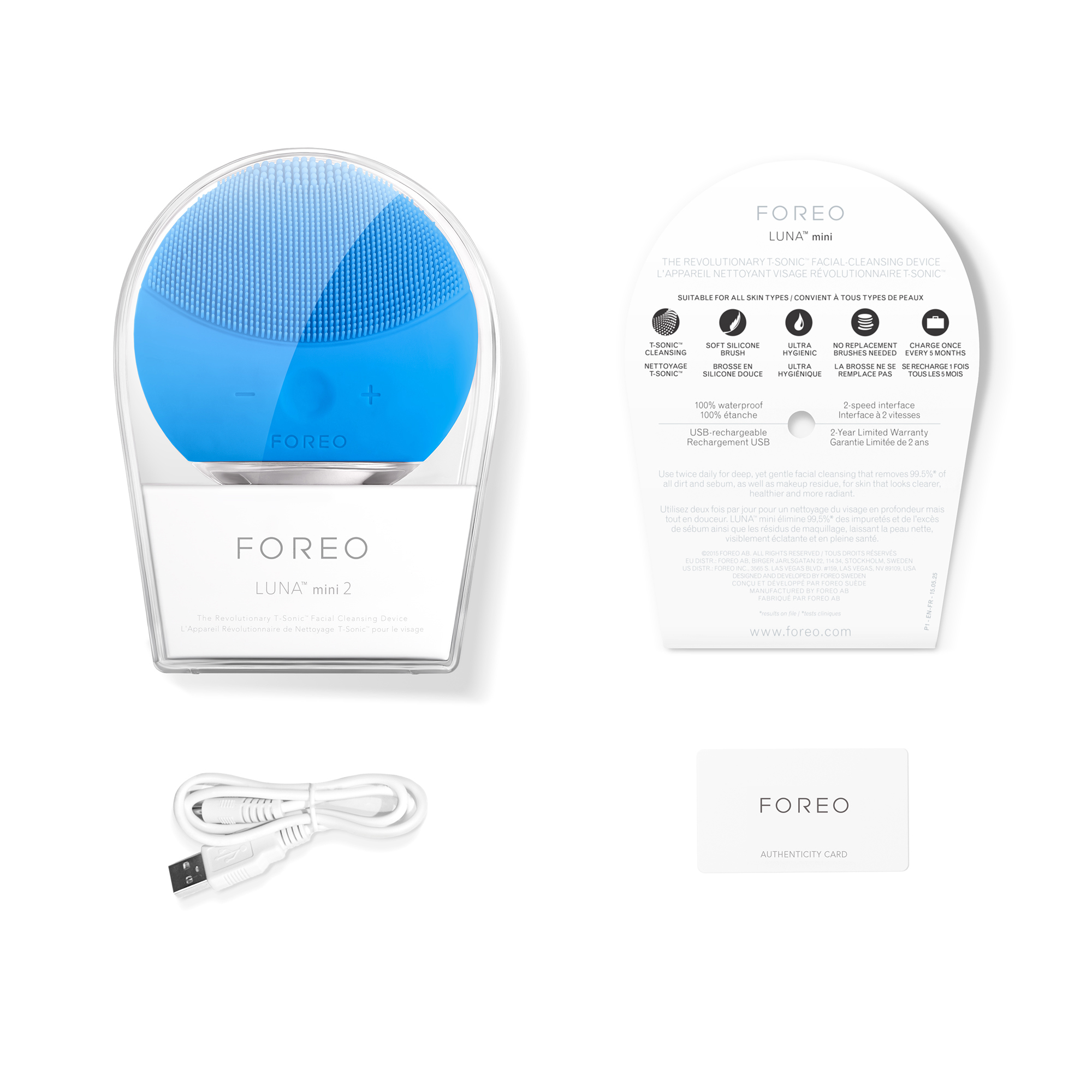 FOREO LUNA Mini 2 Gesichtsreinigungsbürste Aquamarine Gesichtsreinigungsbürste Aquamarineblau