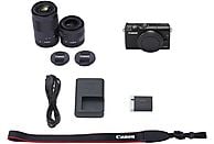 CANON EOS M100 + 15-45mm en 55-200mm Zwart