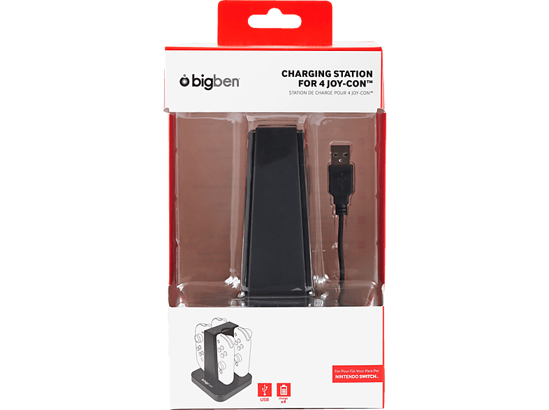 BIGBEN Quad Charging Station, Ladestation, Schwarz Nintendo Switch