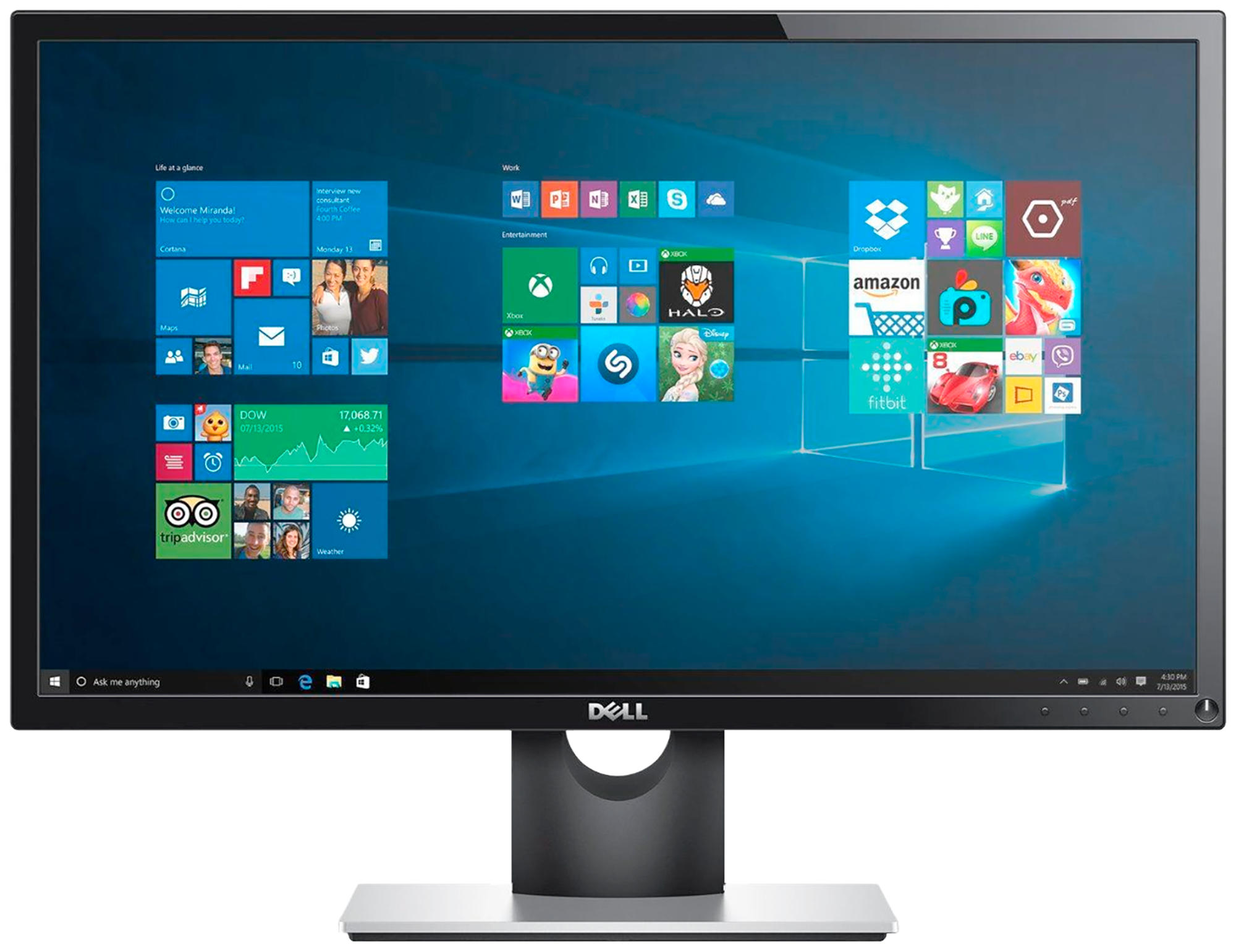 Çeşitli uygulama simgeleriyle bir Windows masaüstü görüntüleyen bir bilgisayar monitörü.