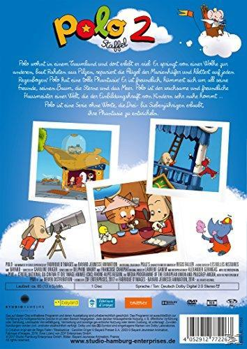 Rückseite einer DVD-Hülle von Polo 2, mit Cartoon-Bildern und deutschem Text.