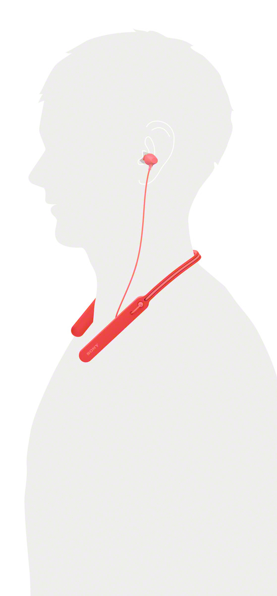 SONY WI-C400, Neckband Kopfhörer Bluetooth Rot