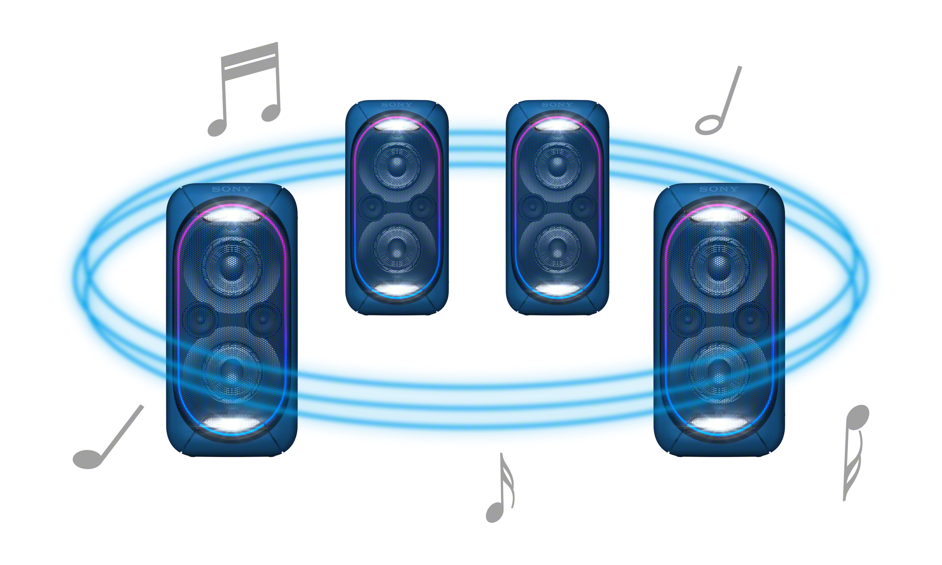 SONY GTK-XB60 Wireless Bluetooth Lautsprecher, Blau Chain Party