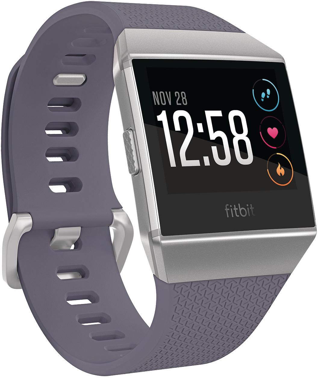 S/L, FITBIT Elastomer, Fitness-Smartwatch Aluminium Blue-Gray/White Ionic