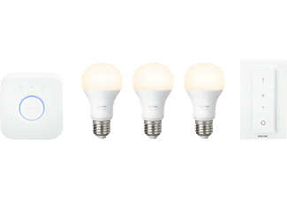 PHILIPS HUE PHILIPS Hue White Starter Kit E27 - Sistema di illuminazione - Attacco E27 - Bianco - Kit illuminazione (Bianco)