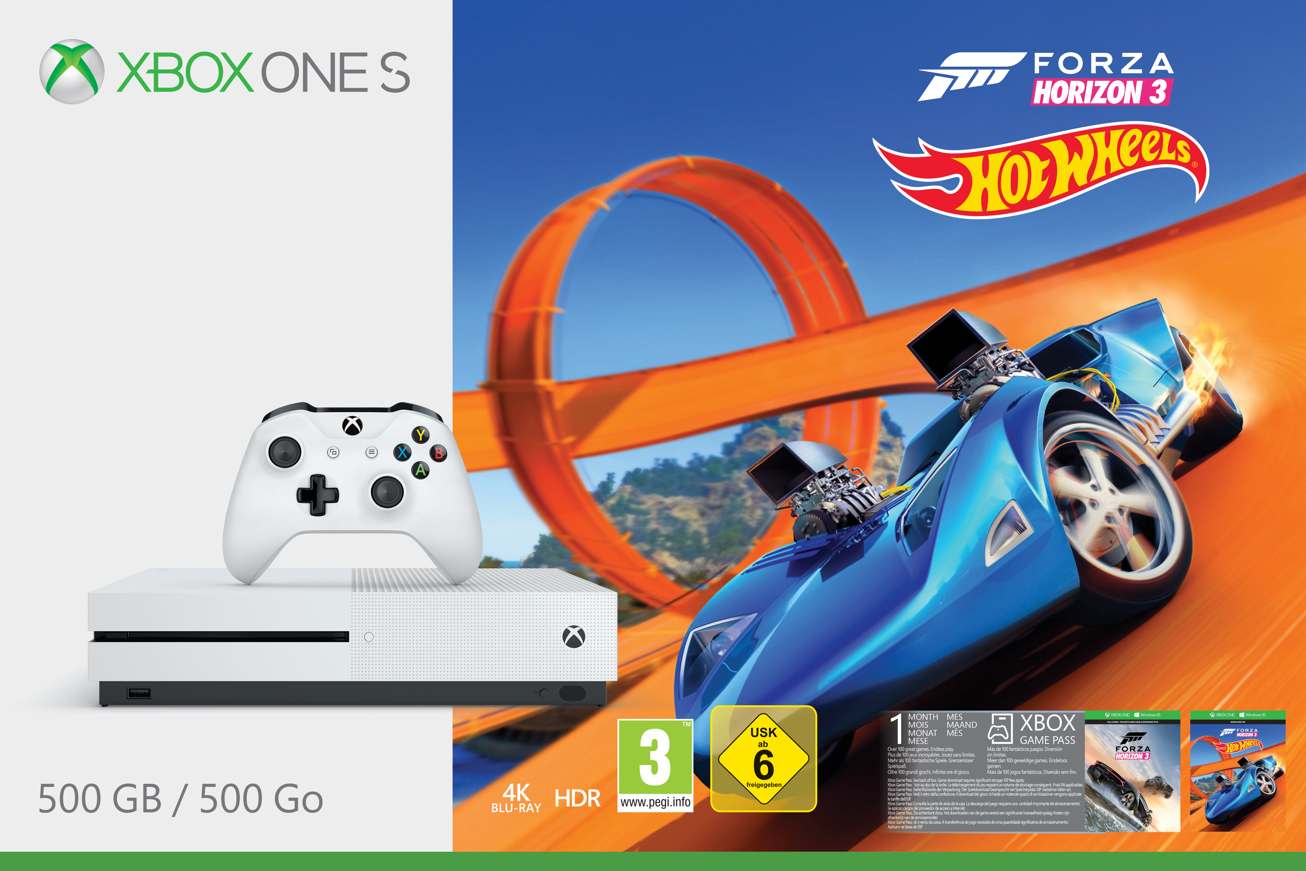 MICROSOFT Xbox One S 500GB Konsole Bundle Forza Horizon + DLC Hot Wheels (Downloadcode)