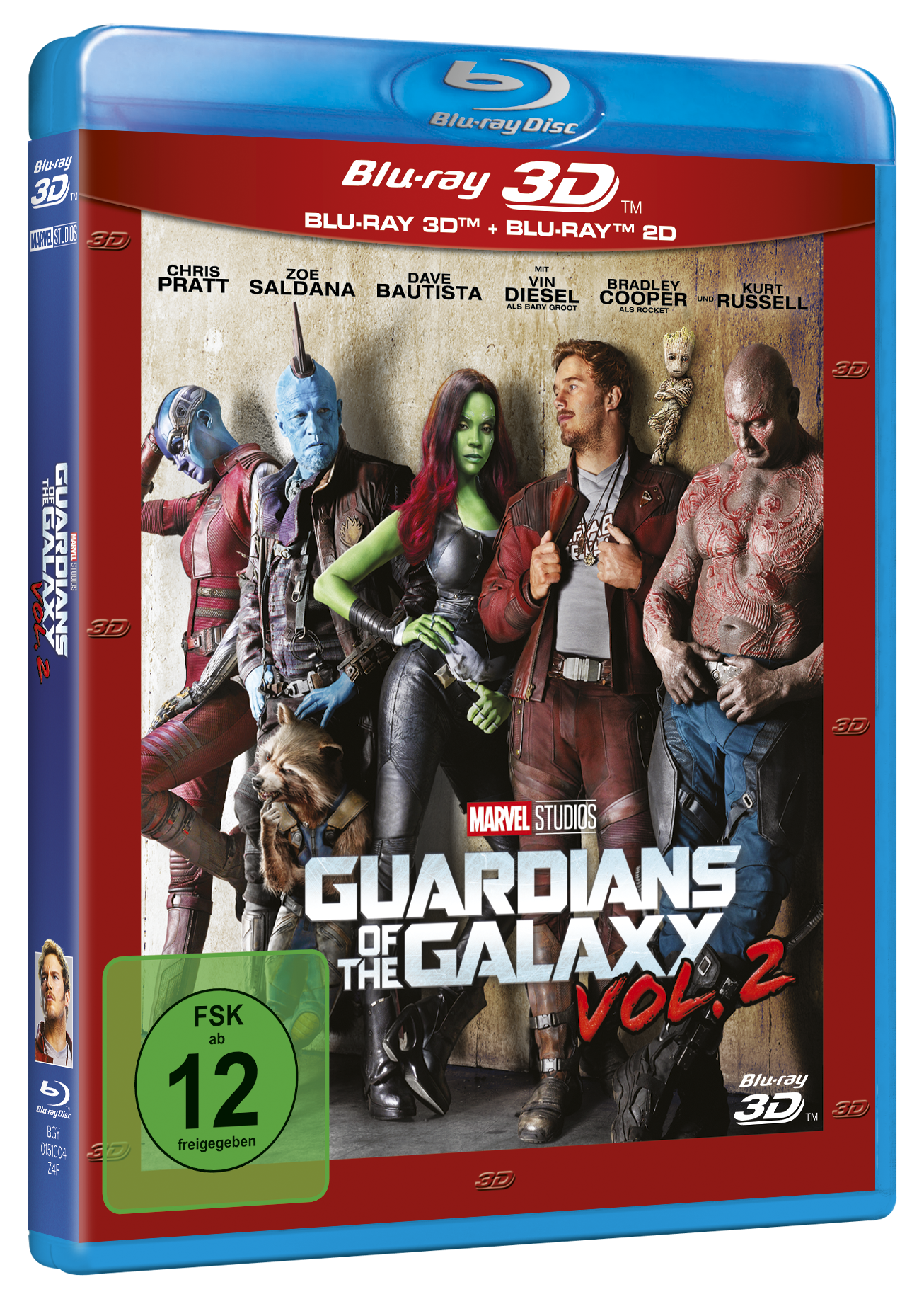 Guardians of the Galaxy Vol. 2 Blu-ray-Cover mit Charakteren und Text.