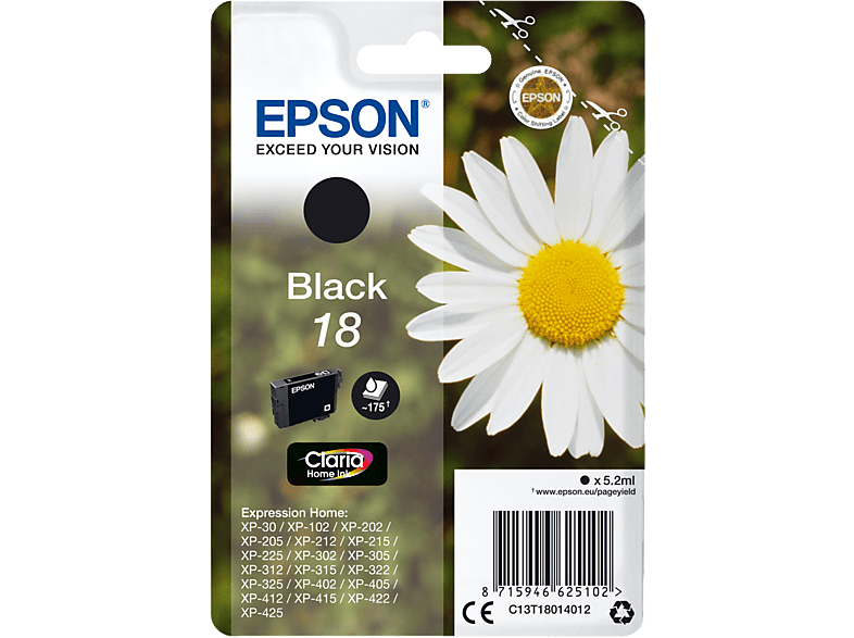 EPSON Inktpatroon 18 Zwart (C13T18014022)