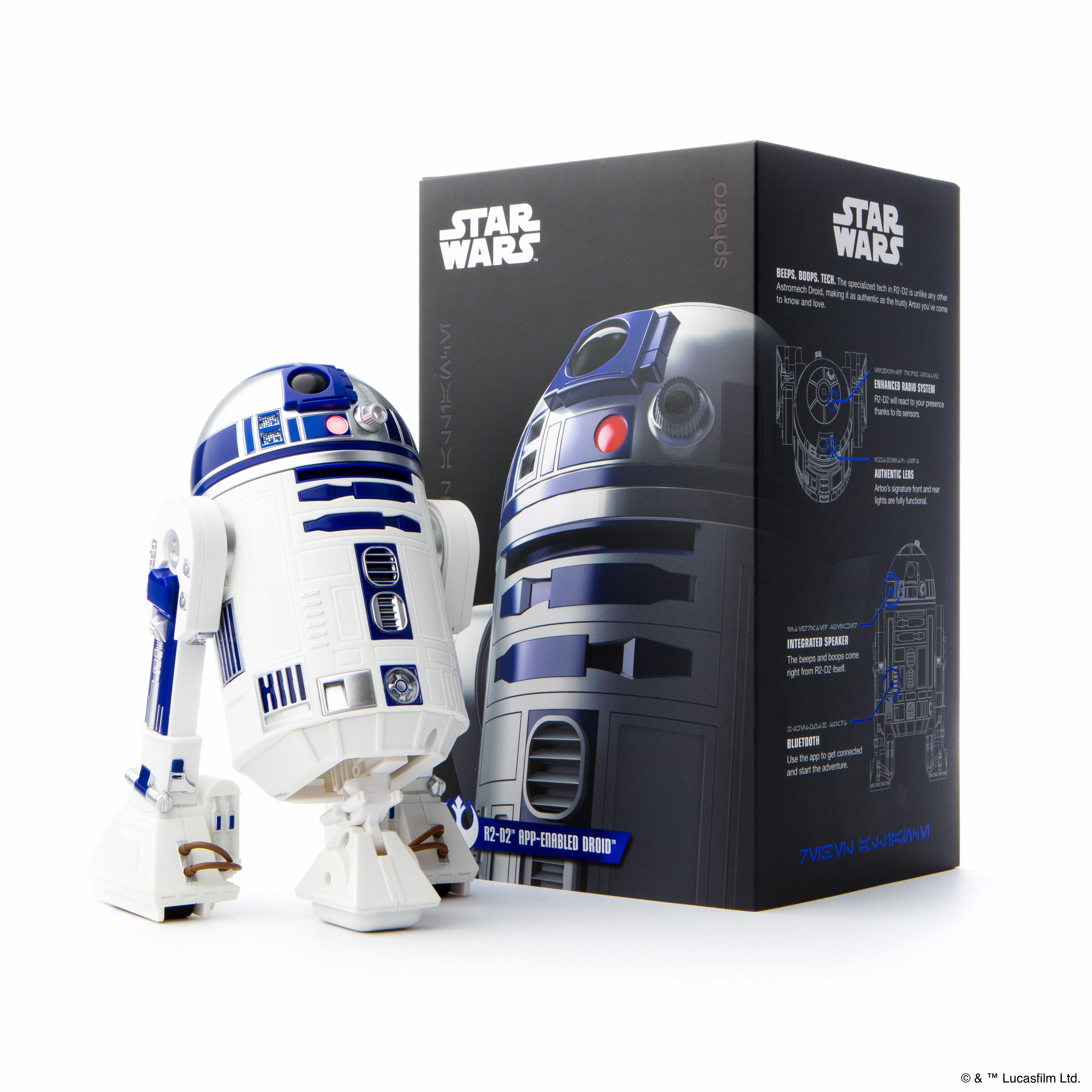 SPHERO Star Wars R2-D2 - Jouet contrôlé via une application (Blanc/bleu)