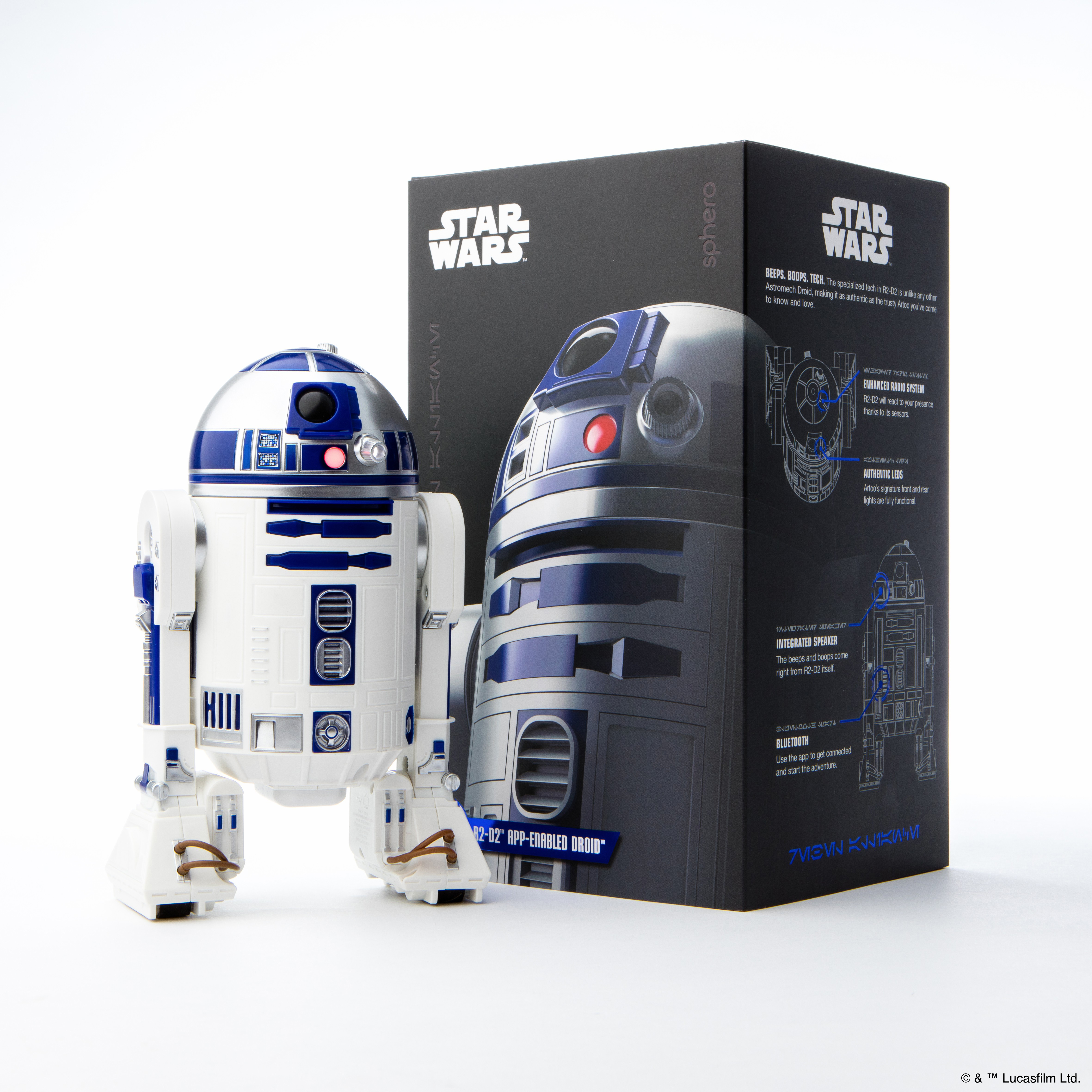 SPHERO Star Wars R2-D2 - Jouet contrôlé via une application (Blanc/bleu)