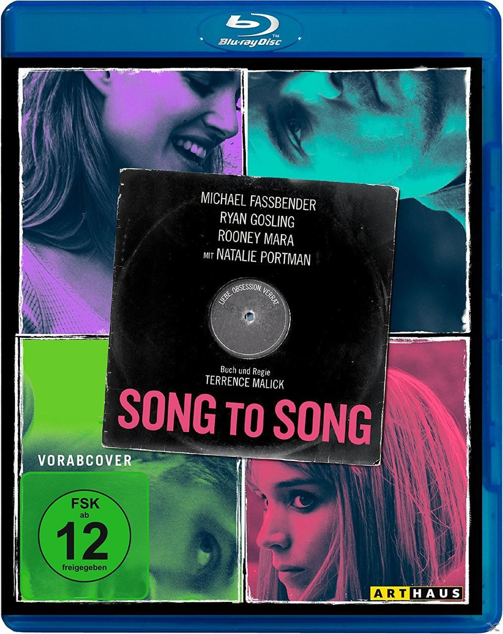 Blu-ray-Cover von 'Song to Song', mit Bildern von Schauspielern und einem Schallplattenlabel.