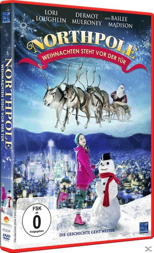 DVD-Box des Films Northpole. Szene zeigt eine Weihnachtsumgebung mit Rentieren und dem Weihnachtsmann.